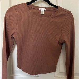 Brown long sleeve crop top